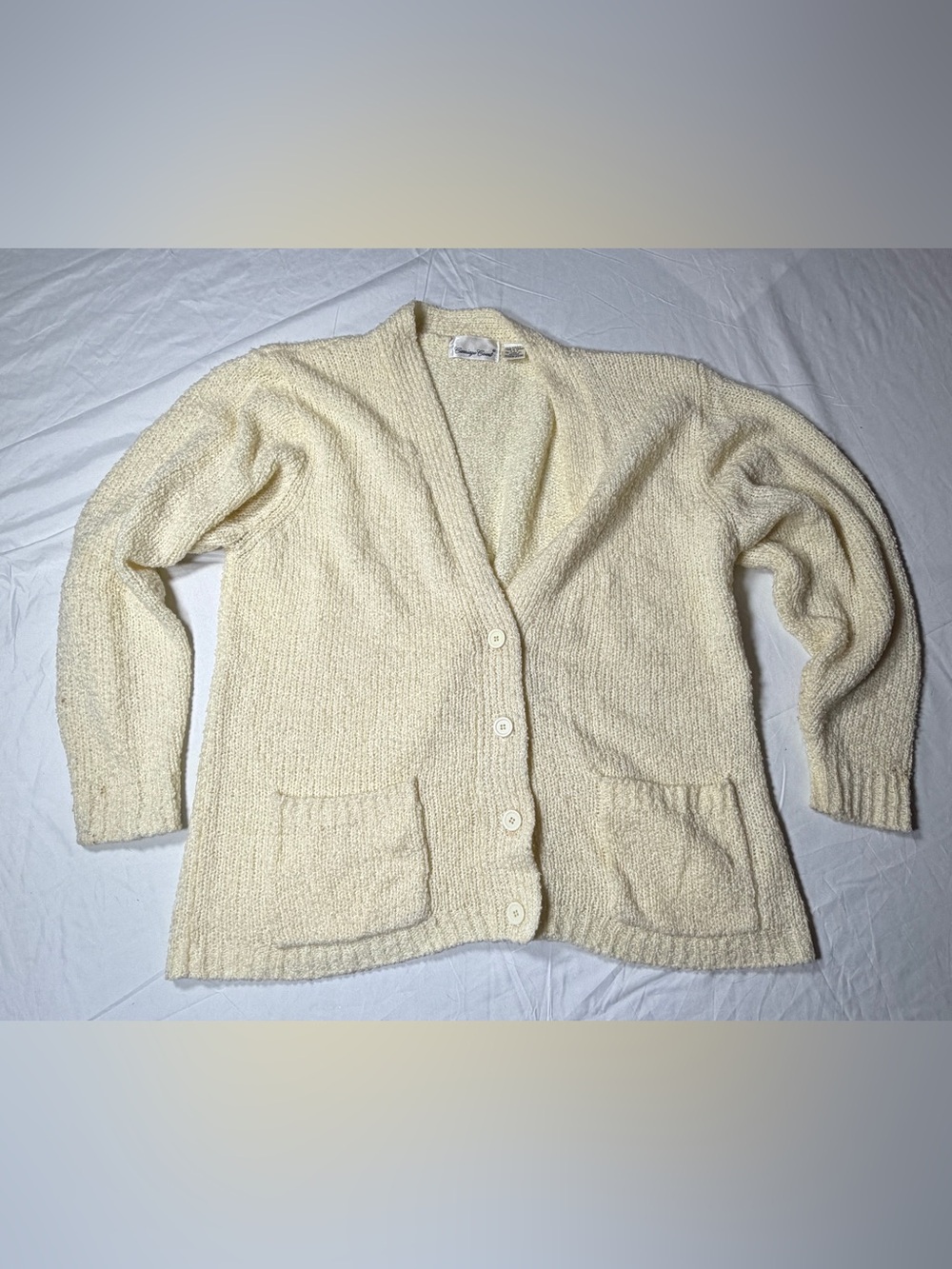 Vintage Carriage Court Cream Knit Pocket Cardigan 18W